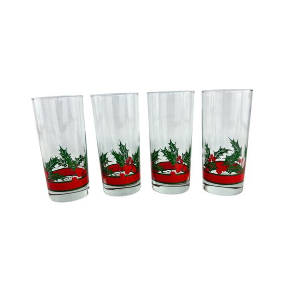 Libbey Holly Berry Glasses Set of 12, Vintage Christmas Wine, Lowball, Tumbler - Picture 14 of 16